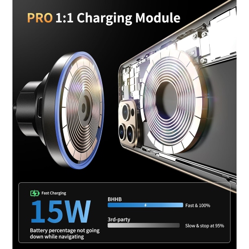 B for MagSafe Car Mount Charger, 15W Magnetic Car Phone Charger for Vent/Dashboard, [2025 New] Car Phone Holder Mount, Fast Charging Magsafe Car