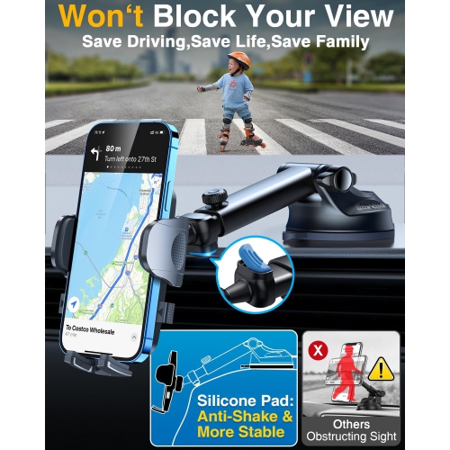 [Te Military-Grade & 360 Degrees Rotatable Suction] 2025 Y Ultimate Car Phone Holder MountDashboard Windshield Vent for iPhone 16 15 Pro M