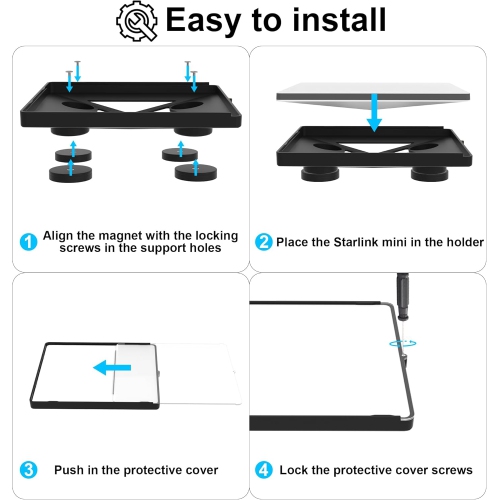 Starlink Mini Mount,Flat Magnetic Starlink Mini Car Shield Mount with Protective Cover,Black