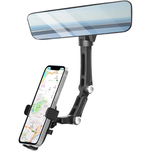 K Rearview Mirror Phone Holder for Car, Rear View Mirror Phone Holder, Rotatable and Retractable Car Phone Holder Mount, Car Truck Essentials