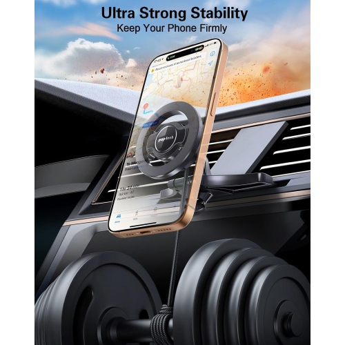 p for MagSafe CD Slot Car Phone Holder, [Built-in Steel Plate] Universal Magnetic CD Player Cell Phone Mount, Adjustable Magnet CD Cellphone Cradle