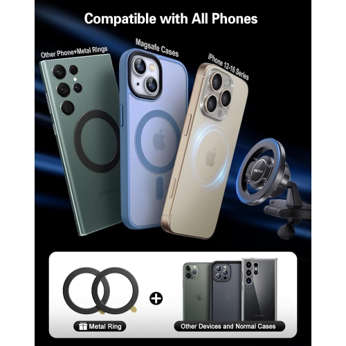 p for MagSafe CD Slot Car Phone Holder, [Built-in Steel Plate] Universal Magnetic CD Player Cell Phone Mount, Adjustable Magnet CD Cellphone Cradle