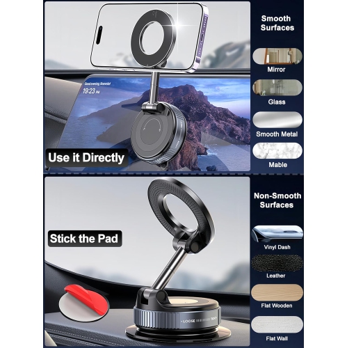 s Upgraded 360° Vacuum Magnetic Phone Holder, Magnetic Car Phone Mount, Hands-Free Suction Cup Phone Holder for Car/Gym/Mirror/Shower, Car Mount