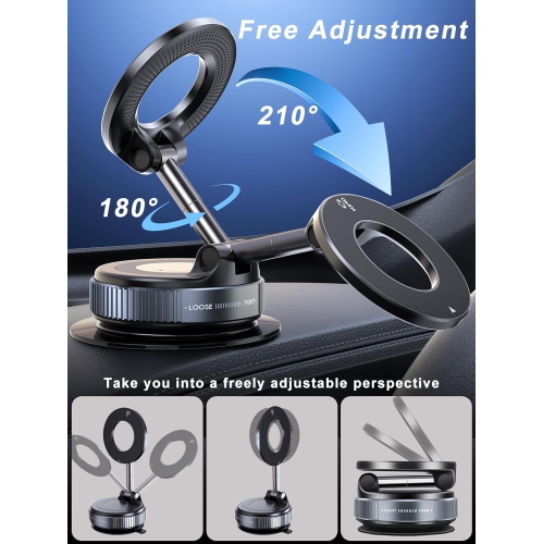 s Upgraded 360° Vacuum Magnetic Phone Holder, Magnetic Car Phone Mount, Hands-Free Suction Cup Phone Holder for Car/Gym/Mirror/Shower, Car Mount