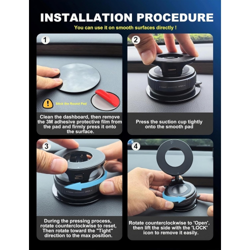 s Upgraded 360° Vacuum Magnetic Phone Holder, Magnetic Car Phone Mount, Hands-Free Suction Cup Phone Holder for Car/Gym/Mirror/Shower, Car Mount