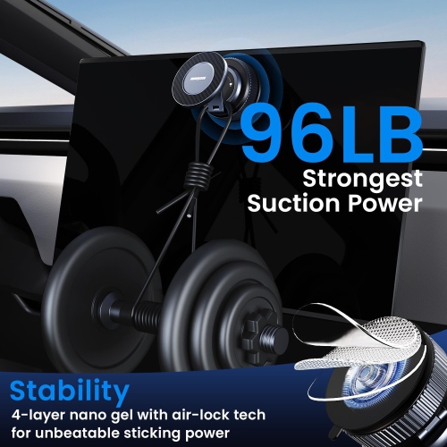 Car Phone Holder for Magsafe [96LBS Ultra Vacuum Suction+2800gf Ultra Magnetic] Car Phone Mount 360° Adjustable, Phone Holders for Your Car for