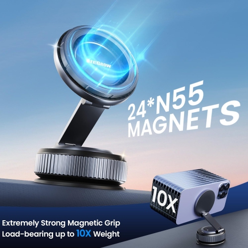 Car Phone Holder for Magsafe [96LBS Ultra Vacuum Suction+2800gf Ultra Magnetic] Car Phone Mount 360° Adjustable, Phone Holders for Your Car for