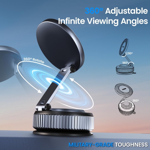 Car Phone Holder for Magsafe [96LBS Ultra Vacuum Suction+2800gf Ultra Magnetic] Car Phone Mount 360° Adjustable, Phone Holders for Your Car for