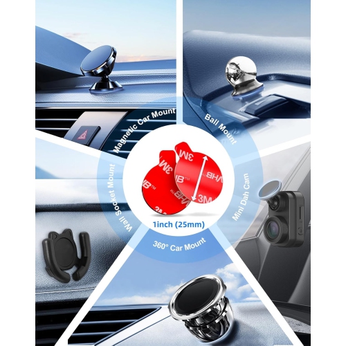 10 Pcs 3M Sticky Adhesive Pads for Car Magnetic Phone Holder, 1 inch Round VHB Double Sided Tape Replacement for Dashboard Cell Phone Mount & Mini