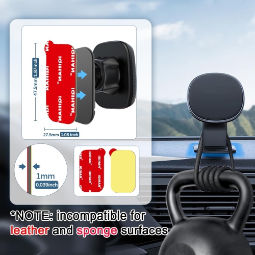 Sticky Adhesive Pads for Magnetic Car Phone Mount, 6pcs Extra Double-Sided Mounting Tapes Replacement for Vehicle Dashboard Cellphone Holder, Heavy