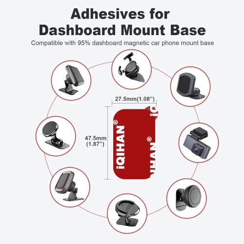 Sticky Adhesive Pads for Magnetic Car Phone Mount, 6pcs Extra Double-Sided Mounting Tapes Replacement for Vehicle Dashboard Cellphone Holder, Heavy