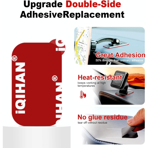 Sticky Adhesive Pads for Magnetic Car Phone Mount, 6pcs Extra Double-Sided Mounting Tapes Replacement for Vehicle Dashboard Cellphone Holder, Heavy