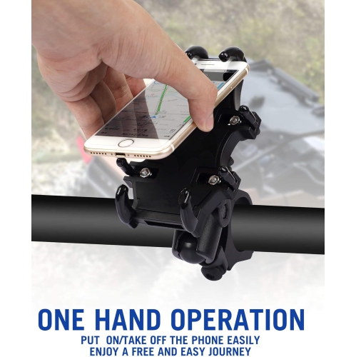 UTV Phone Mount, 360°Rotation ATV Phone Holder Easily Install on 1.75-2 Inch Roll Bar, One Hand Operation Phone Carrier, 8 Claws and Aluminum Alloy