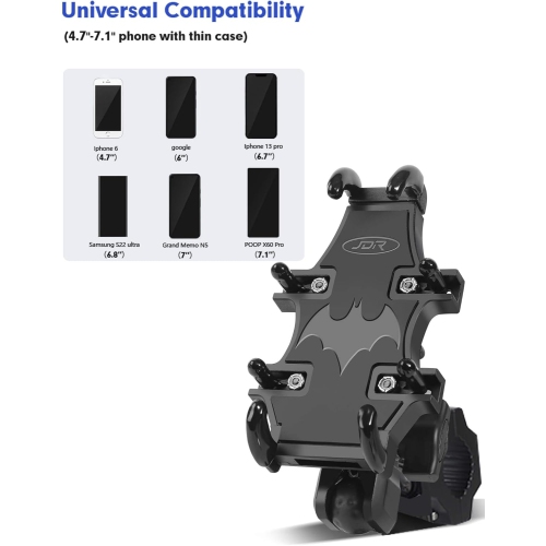 UTV Phone Mount, 360°Rotation ATV Phone Holder Easily Install on 1.75-2 Inch Roll Bar, One Hand Operation Phone Carrier, 8 Claws and Aluminum Alloy