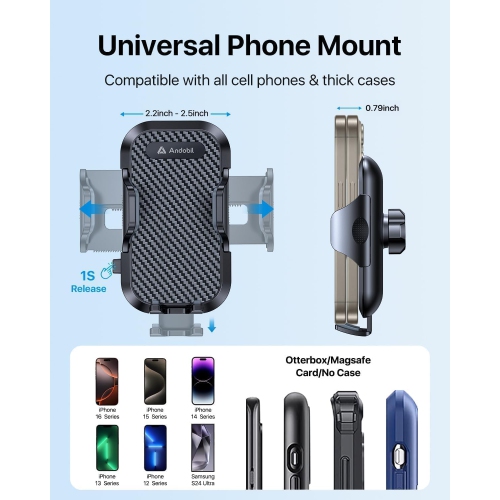 a Car Phone Holder Mount Phone Mount for Car - Easy Clamp Hands-Free Universal - Fit for Dashboard-Windshield-Vent iPhone Samsung and More Phones