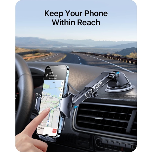 a Car Phone Holder Mount Phone Mount for Car - Easy Clamp Hands-Free Universal - Fit for Dashboard-Windshield-Vent iPhone Samsung and More Phones