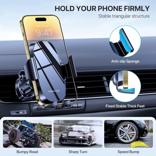 M 3 in 1 Cell Phone Holder for Car, [Strong Suction] Universal Car Phone Mount for Car Dashboard Windshield Air Vent Compatible with iPhone15 14 13