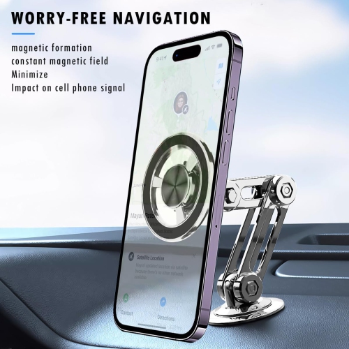 J Universal 360° Pro - 2025 New Magnetic Suction Car Phone Holder, Hands Free Automobile Mounts Cell Phone Holder with Metal Ring, Adjustable Cell