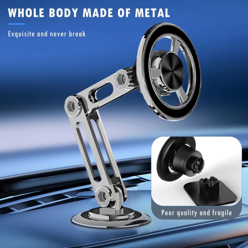 J Universal 360° Pro - 2025 New Magnetic Suction Car Phone Holder, Hands Free Automobile Mounts Cell Phone Holder with Metal Ring, Adjustable Cell