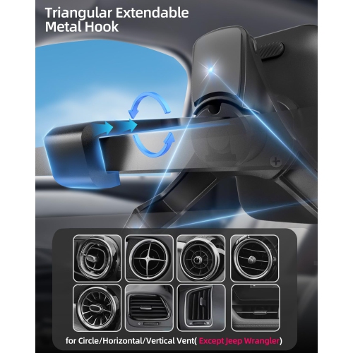 Vent Phone Mount for Car, Hands Free Air Vent Clip Cellphone Holder with Deep Wide Clamp, Universal Automobile Cradle Fit for Big Heavy iPhone 15