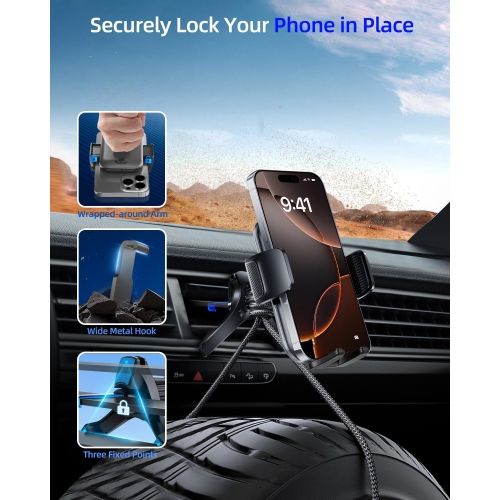 Vent Phone Mount for Car, Hands Free Air Vent Clip Cellphone Holder with Deep Wide Clamp, Universal Automobile Cradle Fit for Big Heavy iPhone 15