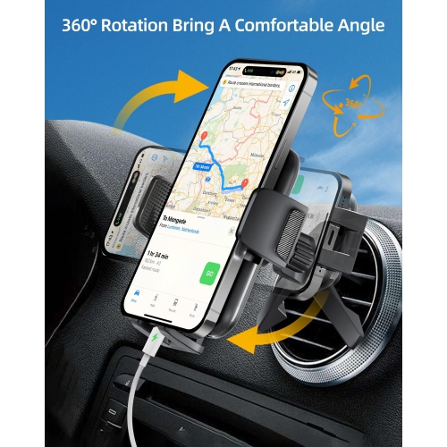 Vent Phone Mount for Car, Hands Free Air Vent Clip Cellphone Holder with Deep Wide Clamp, Universal Automobile Cradle Fit for Big Heavy iPhone 15