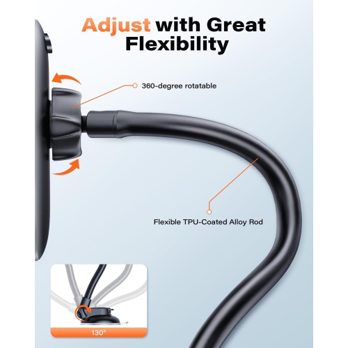 A Cell Phone Holder for Car Dashboard Windshield Phone Mount for Car Long Arm Car Phone Holder Mount Strong Suction Cup Anti-Shake Stabilizer