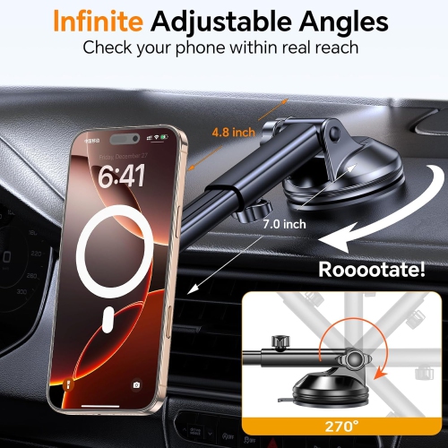 for MagSafe Car Mount(Windshield+Vent+Dash)Magnetic Phone Holder Car Suction Cup Phone Holder for Car Phone Holder MountSupport Cellulaire Auto for