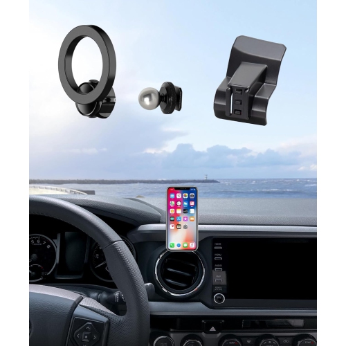 M Car Phone Holder for Toyota Tacoma 2015-2024 Accessories, 360° Rotation Phone Mount Compatible with MagSafe, Cell Phone Holder Does Not Affect Air
