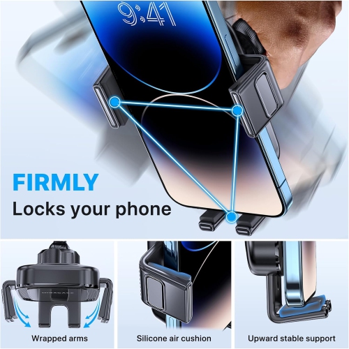 M 2024 Newest Phone Holder for Car, [Thick Case & Heavy Phone Friendly] Universal Car Phone Holder Mount, 3-in-1 Cell Phone Holder for Car Dashboard