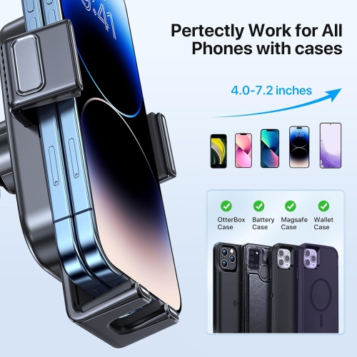M 2024 Newest Phone Holder for Car, [Thick Case & Heavy Phone Friendly] Universal Car Phone Holder Mount, 3-in-1 Cell Phone Holder for Car Dashboard