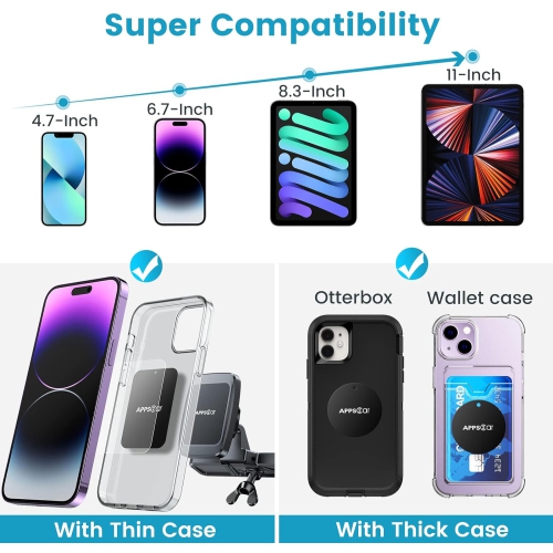 A CD Phone Holder for Car, Anti Shake and Magnetic Car Phone Mount with 6 Magnets, Thick Case Friendly CD Slot Phone Holder Compatible with iPhone