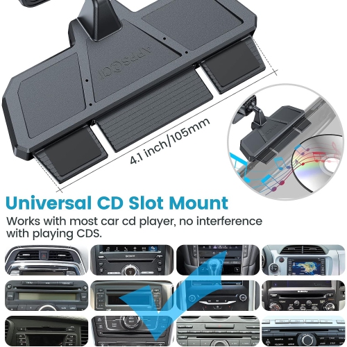 A CD Phone Holder for Car, Anti Shake and Magnetic Car Phone Mount with 6 Magnets, Thick Case Friendly CD Slot Phone Holder Compatible with iPhone