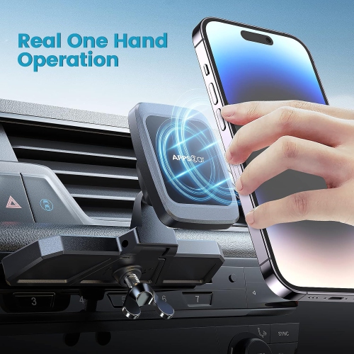 A CD Phone Holder for Car, Anti Shake and Magnetic Car Phone Mount with 6 Magnets, Thick Case Friendly CD Slot Phone Holder Compatible with iPhone