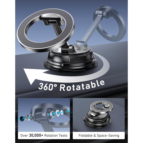 B Phone Holder Car for MagSafe, [20xN52 Strong Magnets] Magnetic Car Phone Holder Mount - 360° Rotation, Upgraded Ultra Stable Suction Cup for iPhone