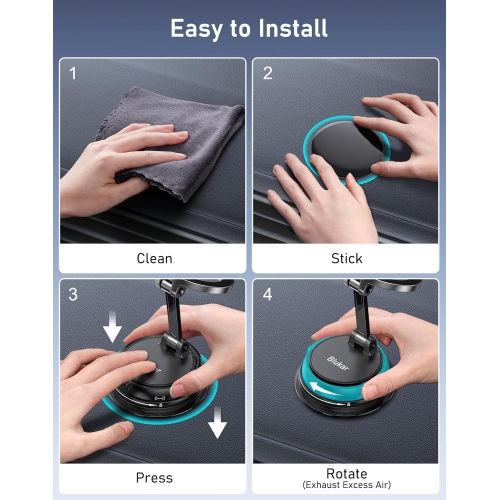 B Phone Holder Car for MagSafe, [20xN52 Strong Magnets] Magnetic Car Phone Holder Mount - 360° Rotation, Upgraded Ultra Stable Suction Cup for iPhone