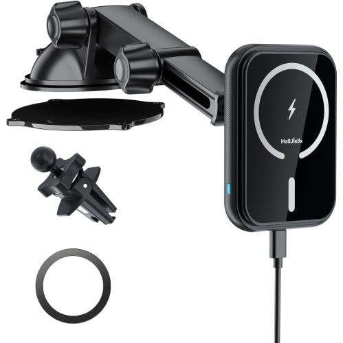 for MagSafe Car Mount Charger, Magnetic Wireless Charging Phone Holder Fits iPhone 16/15/14/13/12 Pro Max Plus/MagSafe Case on Dash/Windshield/Air