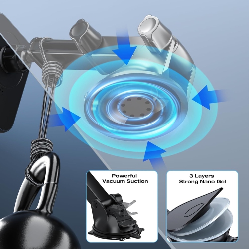 for MagSafe Car Mount Charger, Magnetic Wireless Charging Phone Holder Fits iPhone 16/15/14/13/12 Pro Max Plus/MagSafe Case on Dash/Windshield/Air