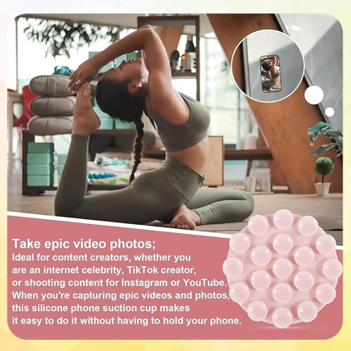 4PCS Silicone Suction Phone Case Mount,Double-sided Round Non Slip Suction Cup Phone Mount,Hands-Free Phone Accessories Holder for Selfies and