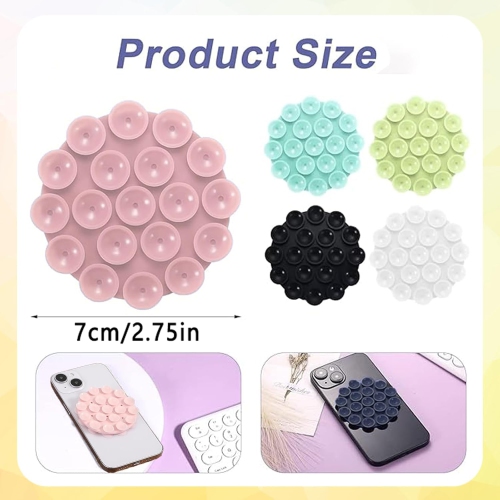 4PCS Silicone Suction Phone Case Mount,Double-sided Round Non Slip Suction Cup Phone Mount,Hands-Free Phone Accessories Holder for Selfies and