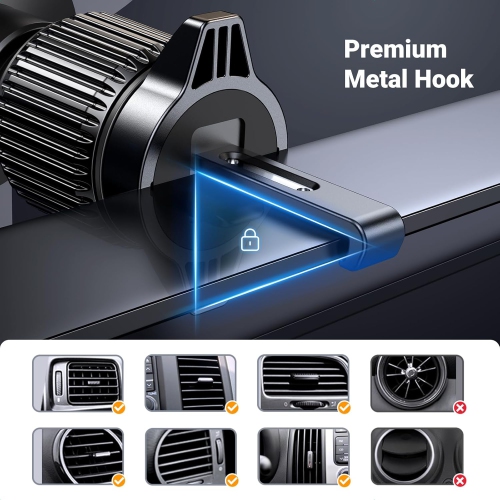 U Car Phone Holder Gravity Vent Phone Mount, Never Blocking Air Vent Clip Cell Phone Holder Compatible with iPhone 16 15 14 13 12 Pro Max Mini Plus,