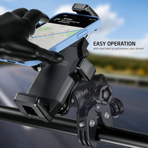 i Anti-Vibration Motorcycle Phone Mount with 1 Ball Head Fits for RAM B Size Mounts/Accessories with 1 Ball Socket,One-Handed Operation and