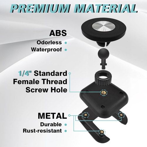 B Seat Back Second Row Anchor 1/4 Screw Mount Phone Holder Tablet for MagSafe Compatible with 2022-2024 Rivian R1T&R1S Backseat fits All