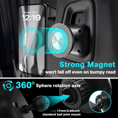 B Seat Back Second Row Anchor 1/4 Screw Mount Phone Holder Tablet for MagSafe Compatible with 2022-2024 Rivian R1T&R1S Backseat fits All