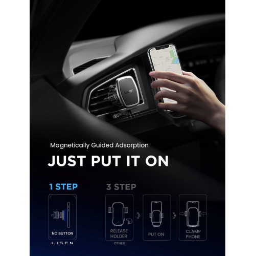 L Magnetic Phone Holder Car Vent 2 Pack 6 Strong Magnets Car Vent Phone Holder Magnetic Hands-Free Cell Phone Holder Magnetic Car Mount Fit 4-7in