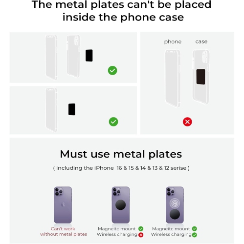 L Magnetic Phone Holder Car Vent 2 Pack 6 Strong Magnets Car Vent Phone Holder Magnetic Hands-Free Cell Phone Holder Magnetic Car Mount Fit 4-7in