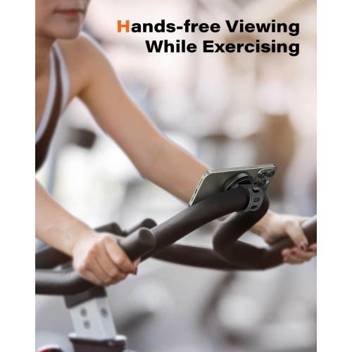 A Gym Fitness Phone Mount for MagSafe - 17 N52 Strong Magnets Stable and Secure Phone Mount with Adjustable Strap, Compatible with Gym Equipment,