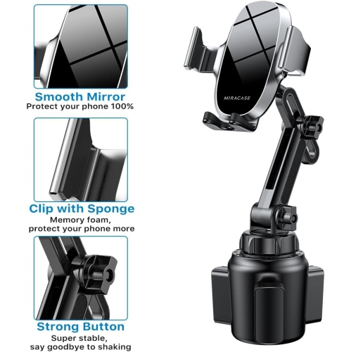 M Universal Cup Phone Holder for Car, [Upgraded Version] Adjustable Long Neck Car Cup Holder Phone Mount Cradle Friendly Compatible with iPhone