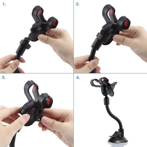Car Phone Holder Mount Windshield, Long Arm Clamp i Universal Windshield with Double Clip Strong Suction Cup Cell Phone Holder Car Compatible iPhone