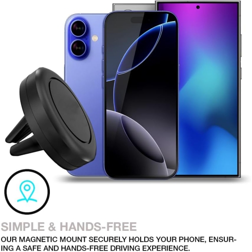 M Universal Smartphone Holder - Air Vent Magnetic Car Mount Compatible with iPhone 12/13/14/15/16 & Galaxy LG Android Cell Phone